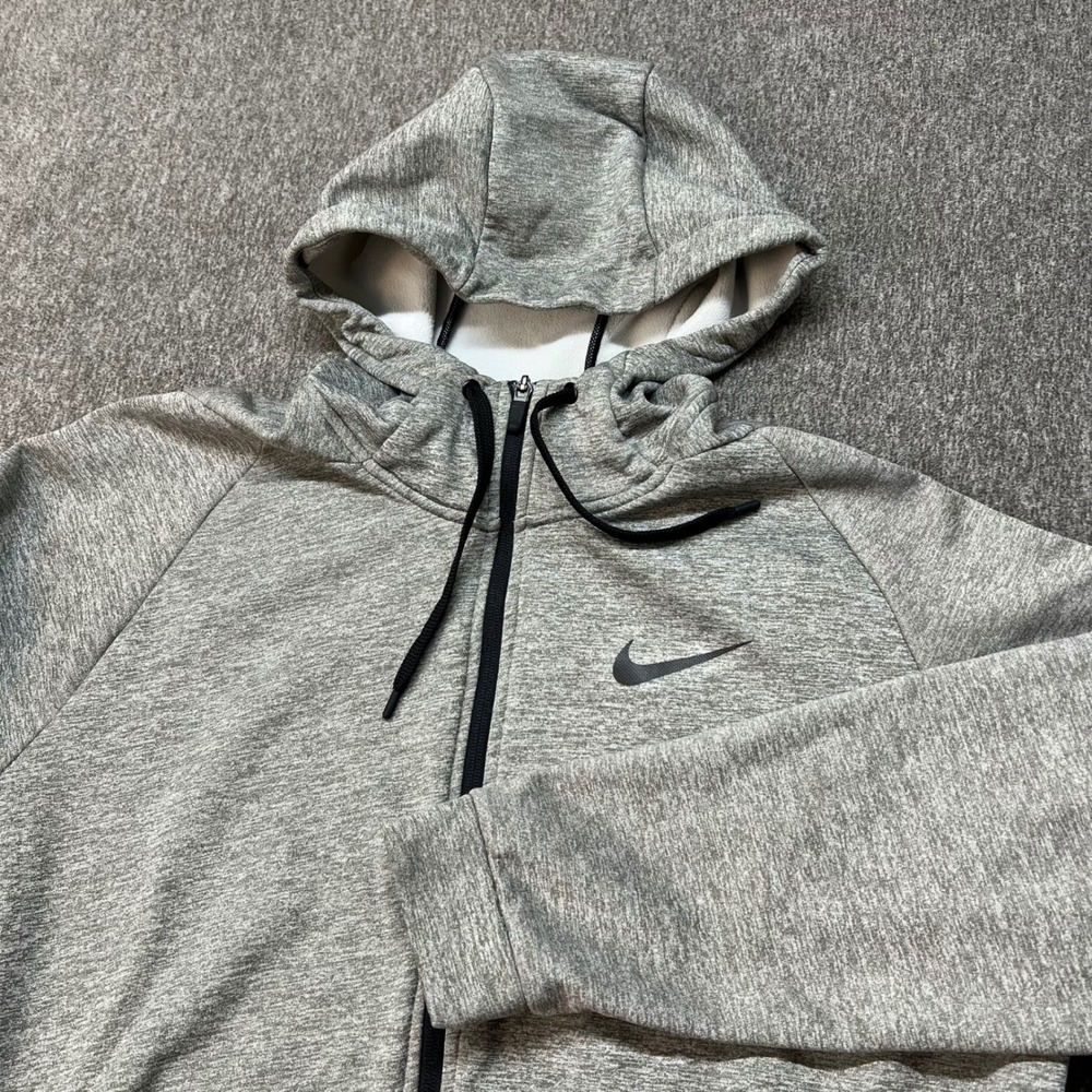 Nike Dri-FIT Mens XL Full Zip Hoodie Heather Grey Training Jacket 931996-063